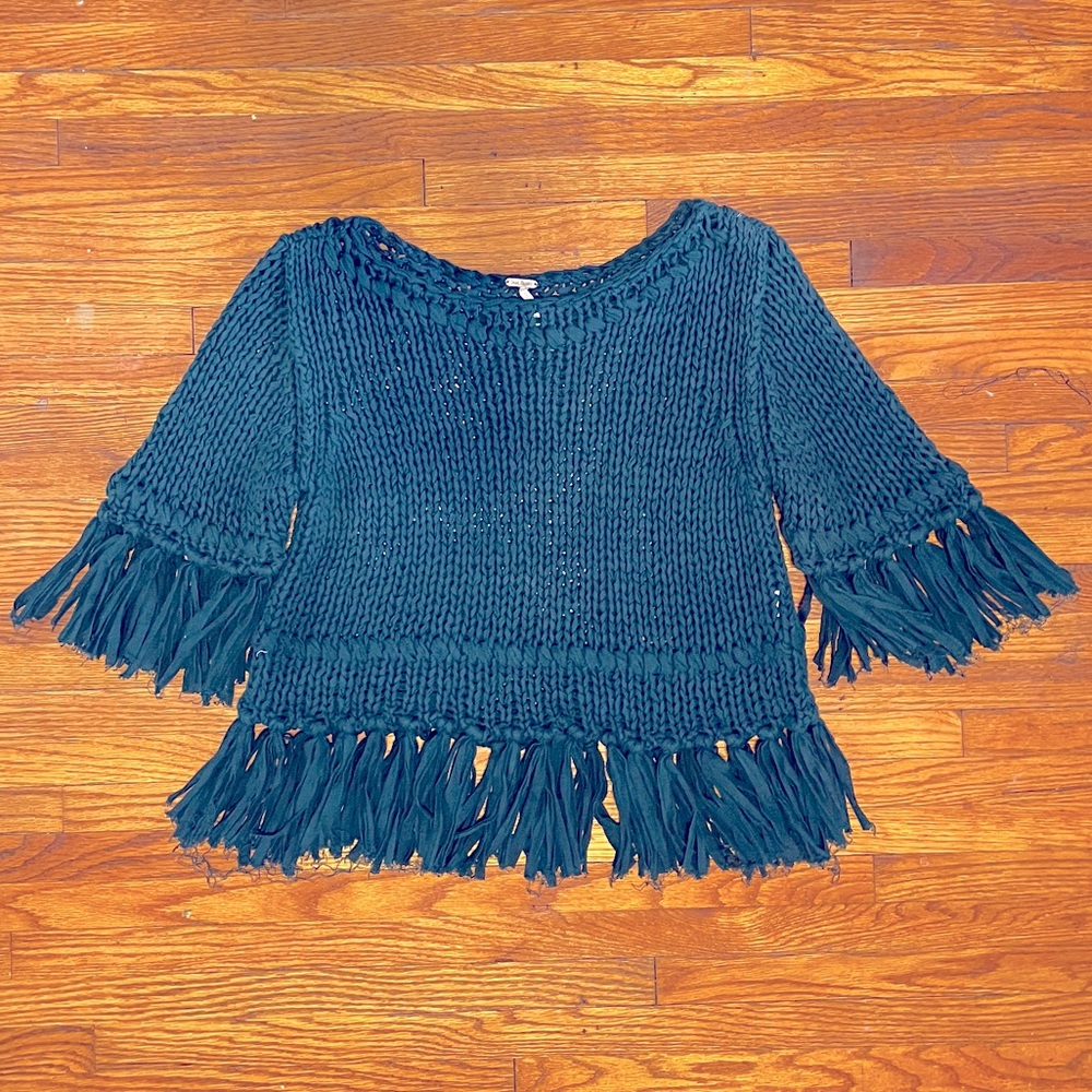 Free People Teal Knit Sweater Sz Sm
